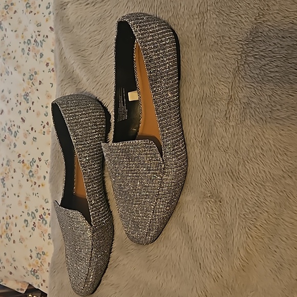 Womans sparkly silver loafers size 10 - Picture 1 of 3